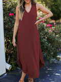 Full Size V-Neck Midi Tank Dress - Trendsi - Flyclothing LLC