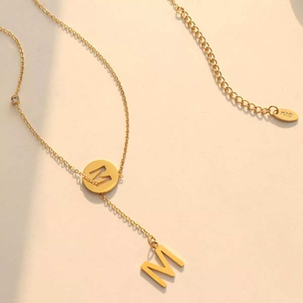 18K Gold-Plated Titanium Steel Letter Pendant Necklace - Trendsi - Flyclothing LLC