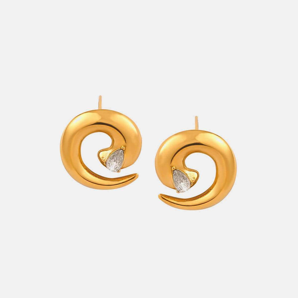 Titanium Steel Zircon Spiral Shape Earrings - Trendsi - Flyclothing LLC
