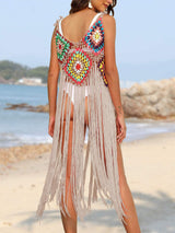 Fringe Spaghetti Strap Cover-Up - Trendsi - Flyclothing LLC