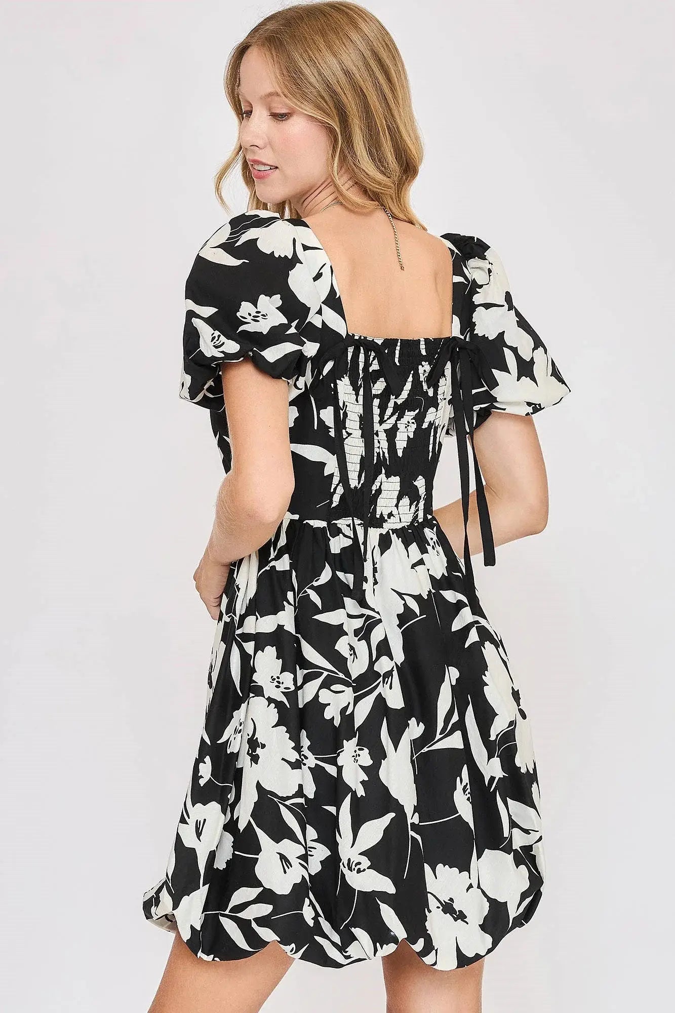 Umgee Full Size Two Tone Floral Print Babydoll Dress Plus Size - Trendsi - Flyclothing LLC