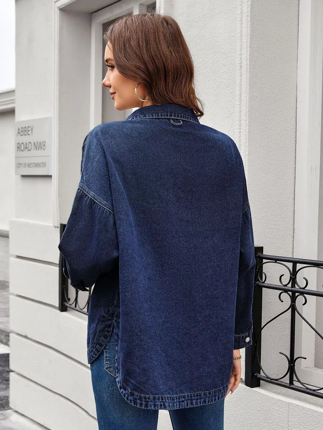 Button Up Long Sleeve Denim Shirt - Trendsi - Flyclothing LLC