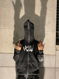 Men's Zip Up Letter Graphic Hoodie - Trendsi