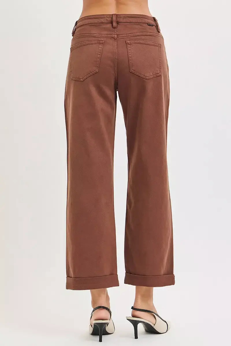 RISEN Full Size Tummy Control Mid Rise Ankle Barrel Baggy Plus Size - Trendsi - Flyclothing LLC