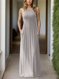 Full Size Grecian Neck Dress with Pockets - Trendsi - Flyclothing LLC