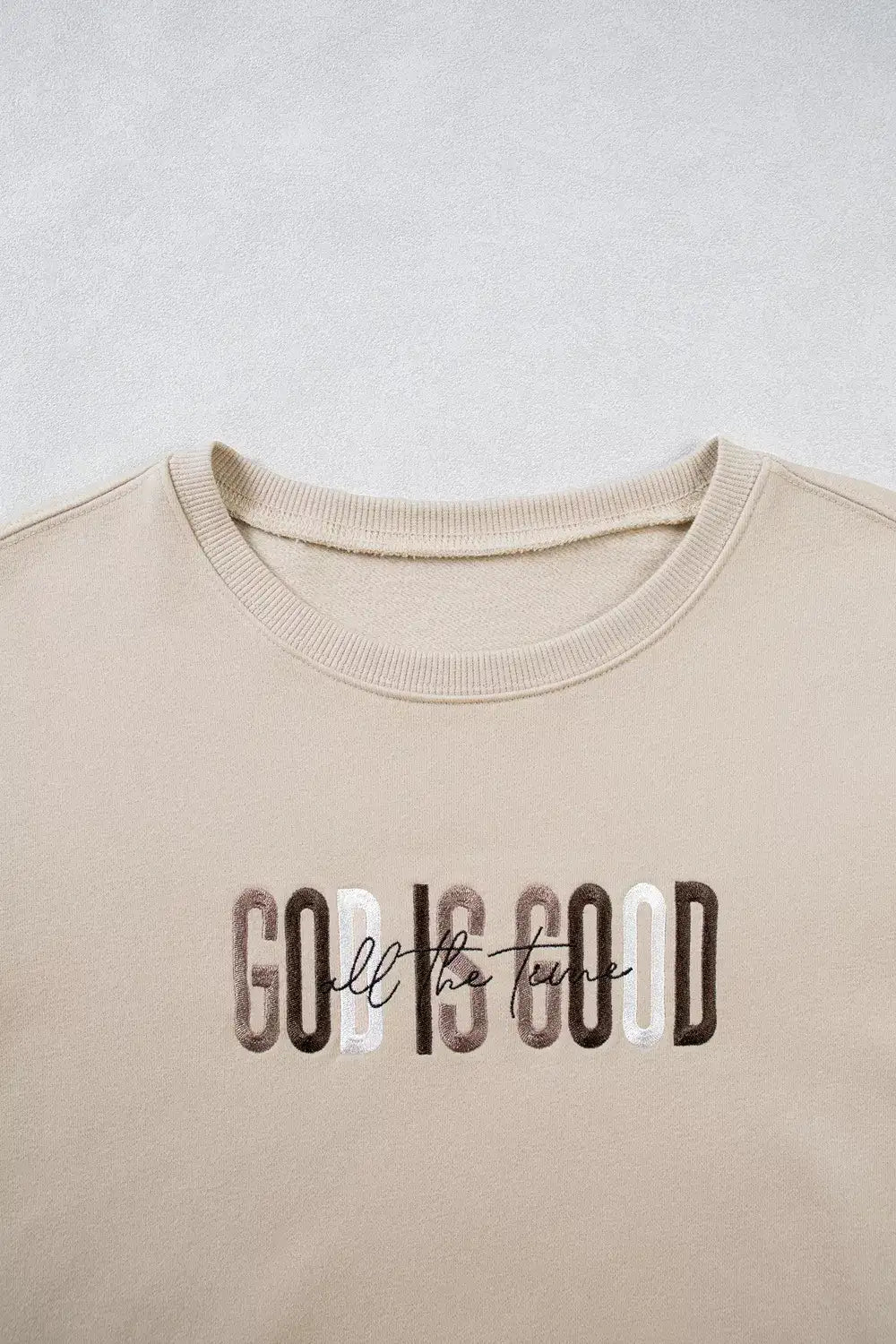 God Is Good Letter Graphic Crew Neck Sweatshirt - Trendsi - Flyclothing LLC