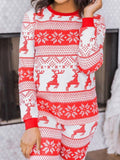 Full Size Christmas Element Round Neck Top and Pants Set - Trendsi
