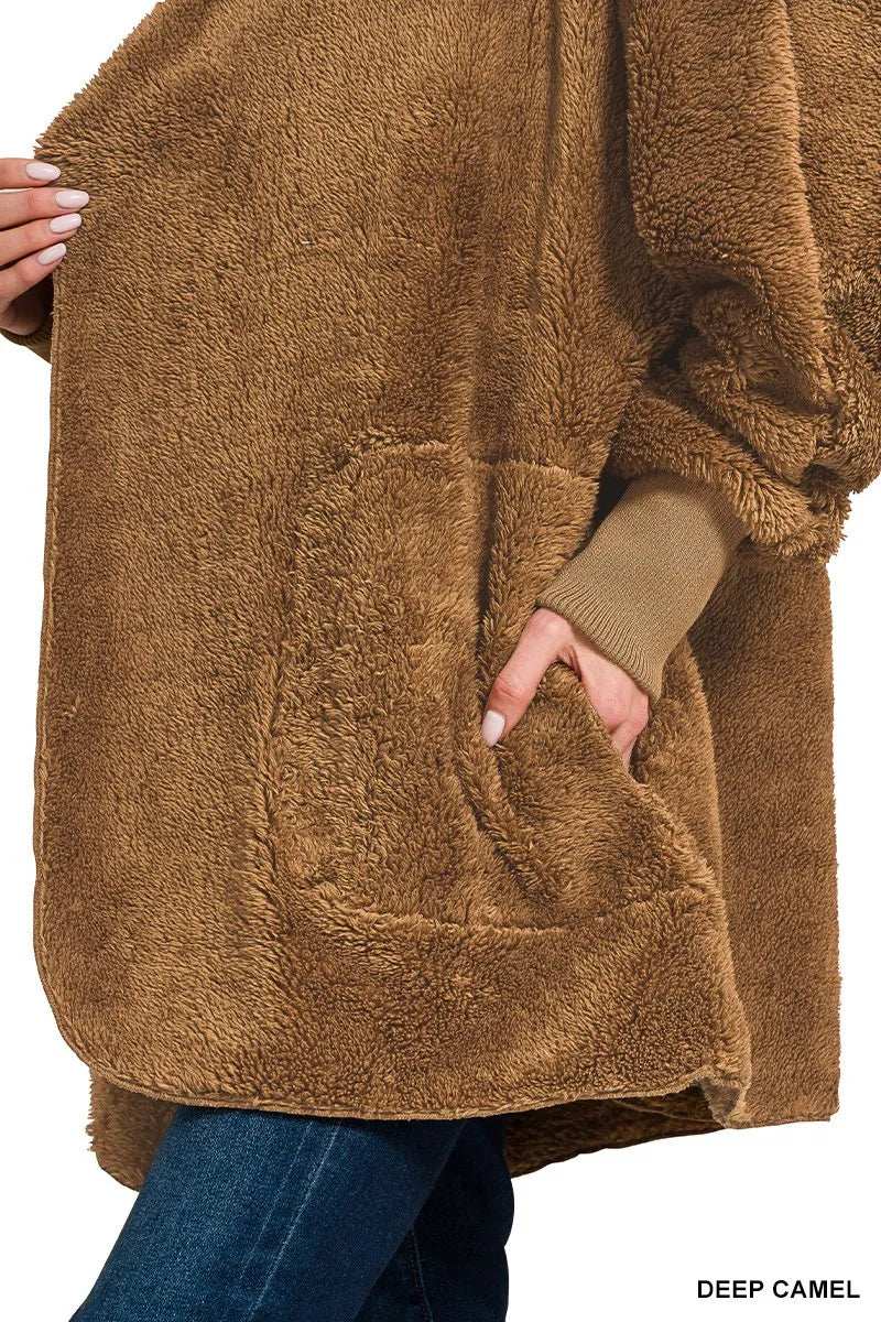 Zenana Hooded Faux Fur Jacket with Pockets - Trendsi - Flyclothing LLC
