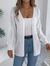 Openwork Open-Front Long Sleeve Cardigan - Trendsi - Flyclothing LLC