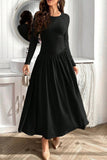 Ruched Round Neck Long Sleeve Dress - Trendsi