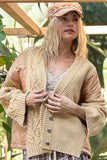 POL Quilting Patch Button Up Cable Knit Jacket - Trendsi