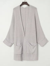 Oversized Fold Over Sleeve Open Front Cardigan - Trendsi - Flyclothing LLC