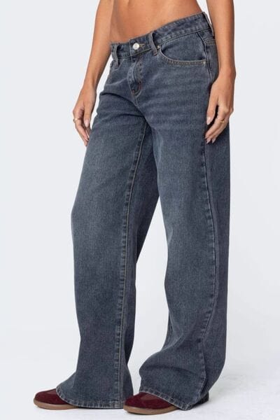 Wide Leg Jeans with Pockets - Trendsi