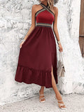 Devine Ruffled Slit Sleeveless Midi Dress - Trendsi - Flyclothing LLC