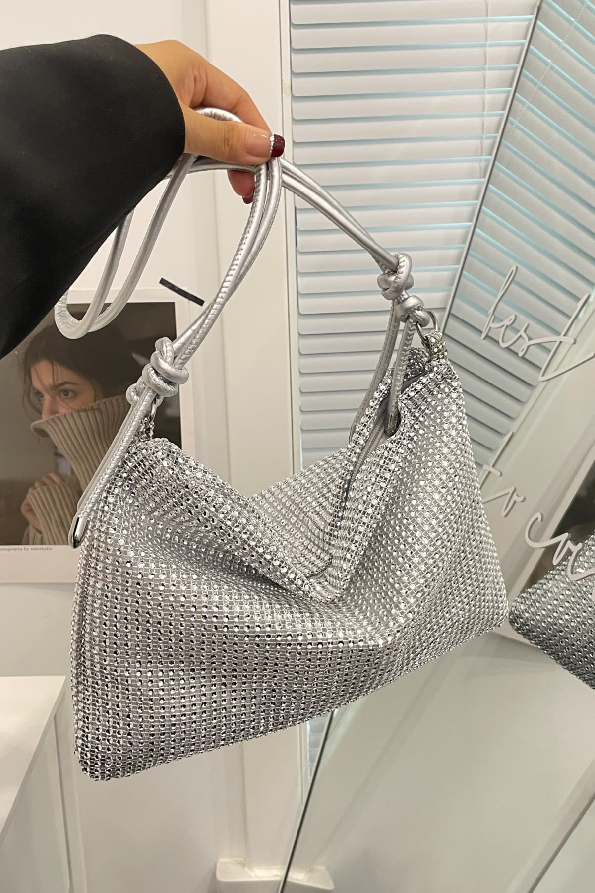 Rhinestone Knotted Strap Crossbody Bag - Trendsi