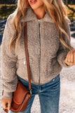 Zip Up Long Sleeve Plush Jacket - Trendsi