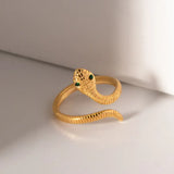 18K Gold-Plated Snake Wrap Adjustable Ring - Trendsi - Flyclothing LLC