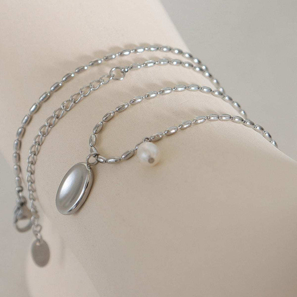 Titanium Steel Freshwater Pearl Pendant Necklace - Trendsi - Flyclothing LLC