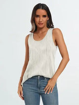 Round Neck Wide Strap Tank - Trendsi - Flyclothing LLC