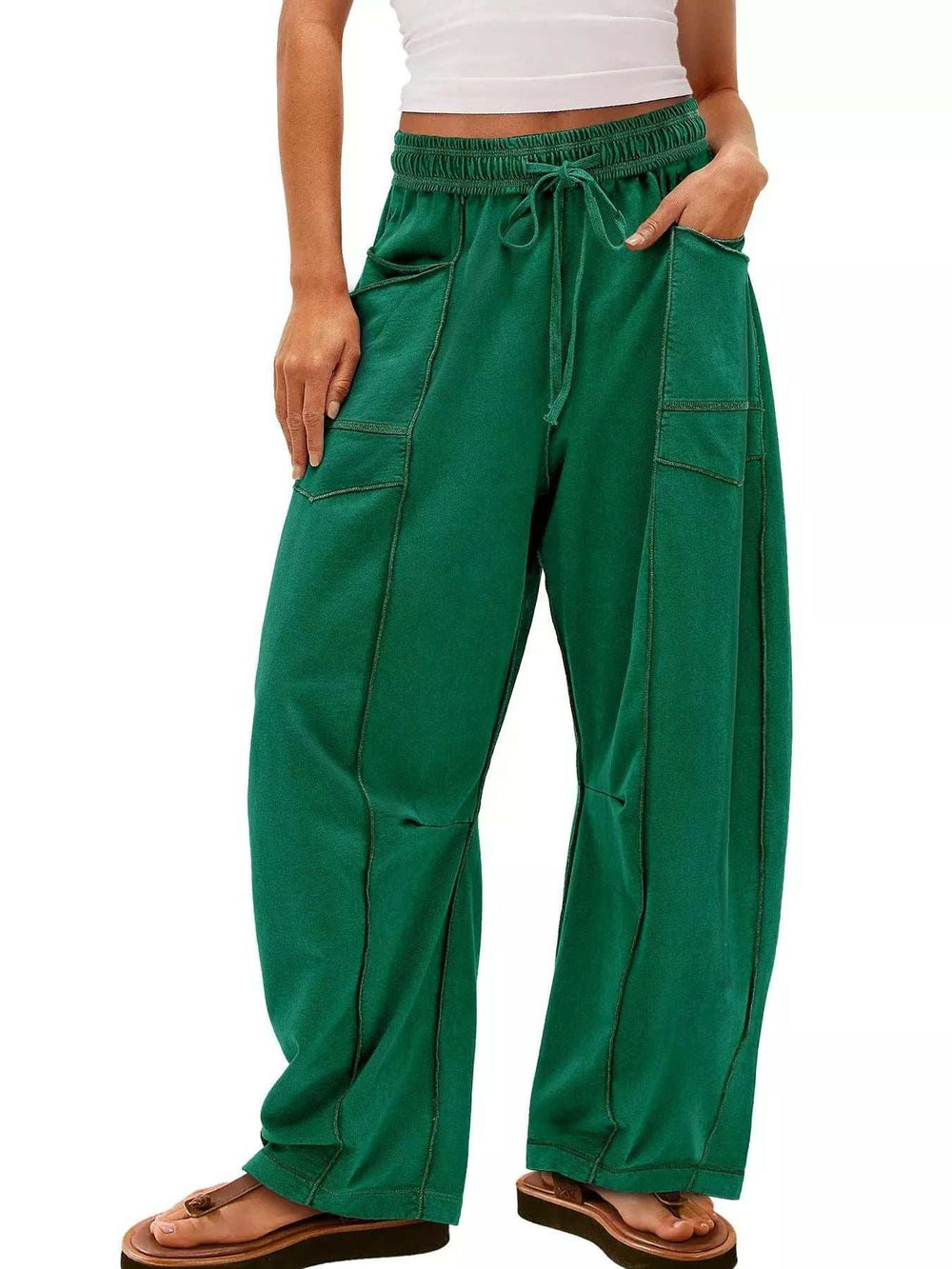 Drawstring Wide Leg Pants - Trendsi - Flyclothing LLC