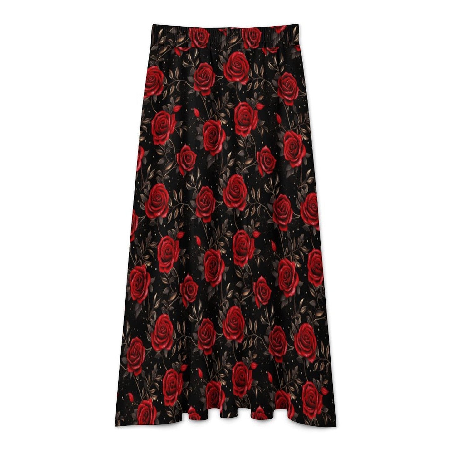 Baha Ranch Colores de Mexico Romantic Red Roses Midi Skirt