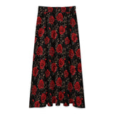 Baha Ranch Colores de Mexico Romantic Red Roses Midi Skirt