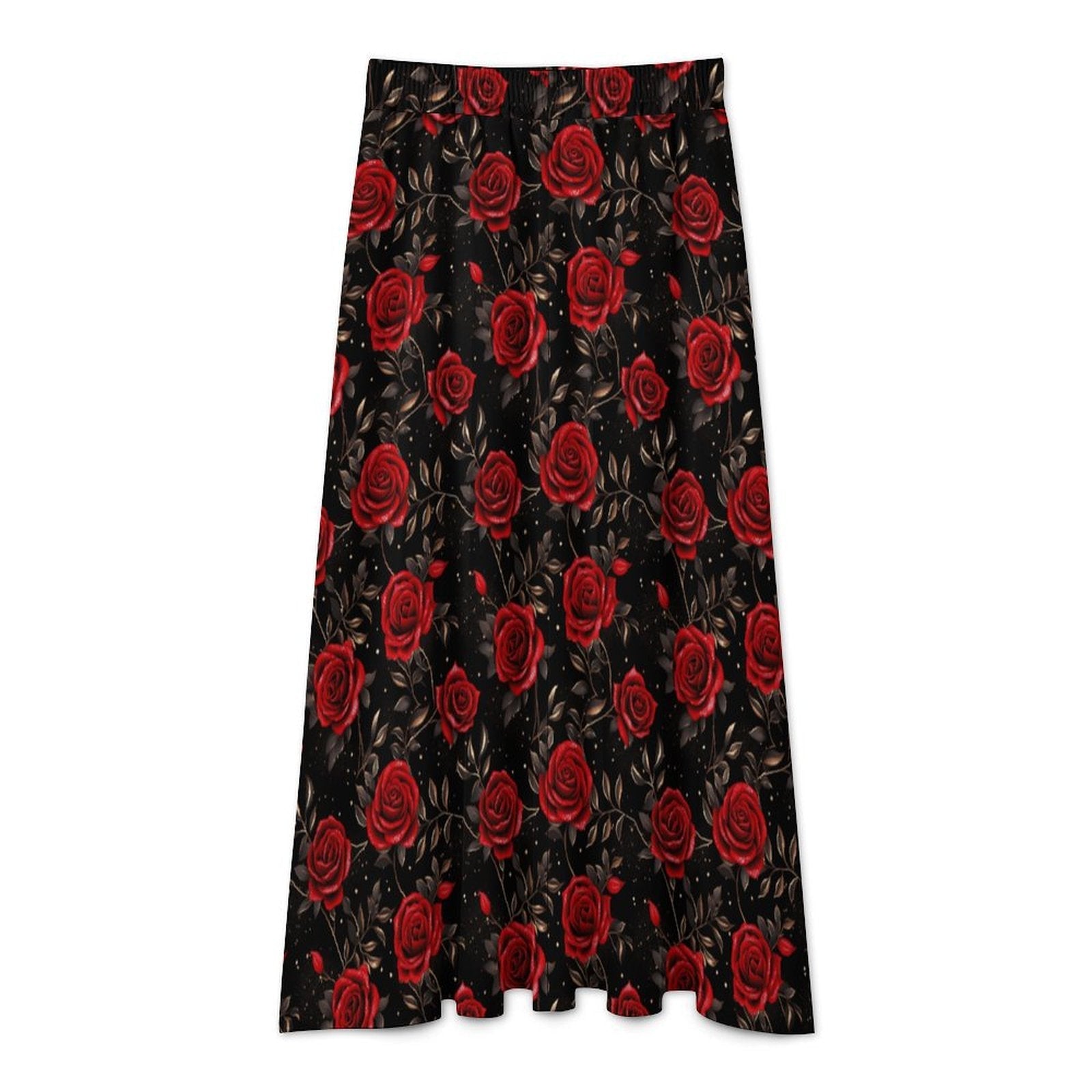 Baha Ranch Colores de Mexico Romantic Red Roses Midi Skirt