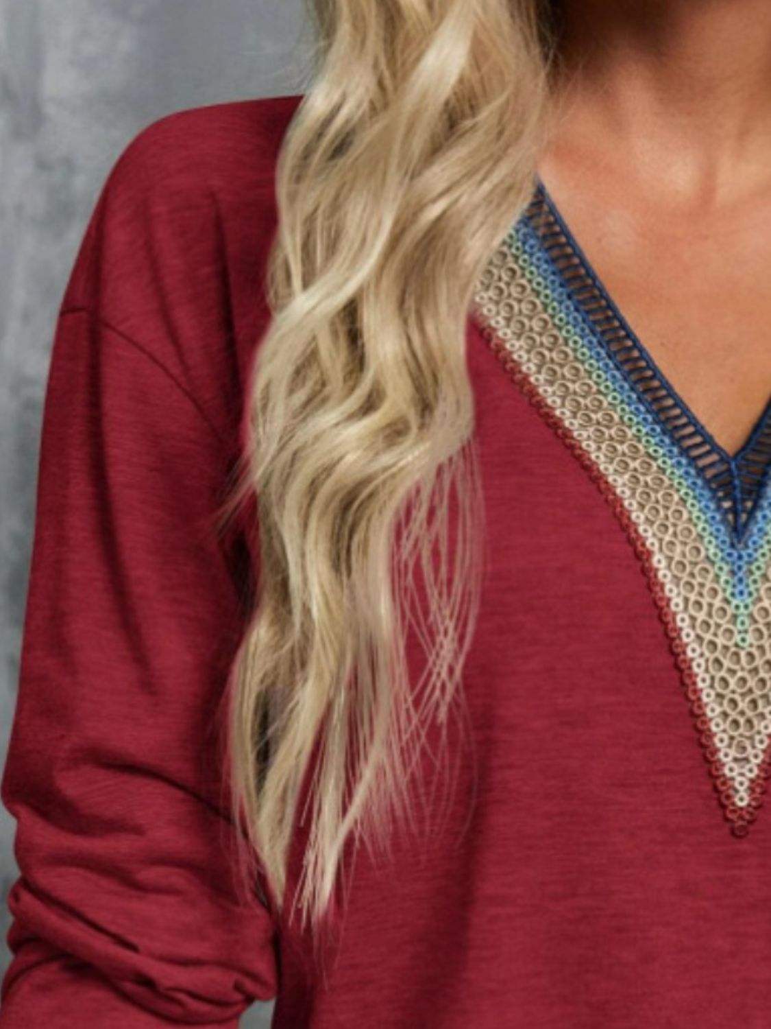 V-Neck Long Sleeve T-Shirt - Trendsi - Flyclothing LLC