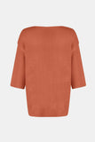 V-Neck Three-Quarter Sleeve Knit Top - Trendsi - Flyclothing LLC