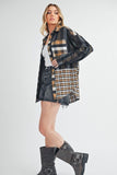 Aem+Co Curved Hem Plaid Button Up Shirt - Trendsi