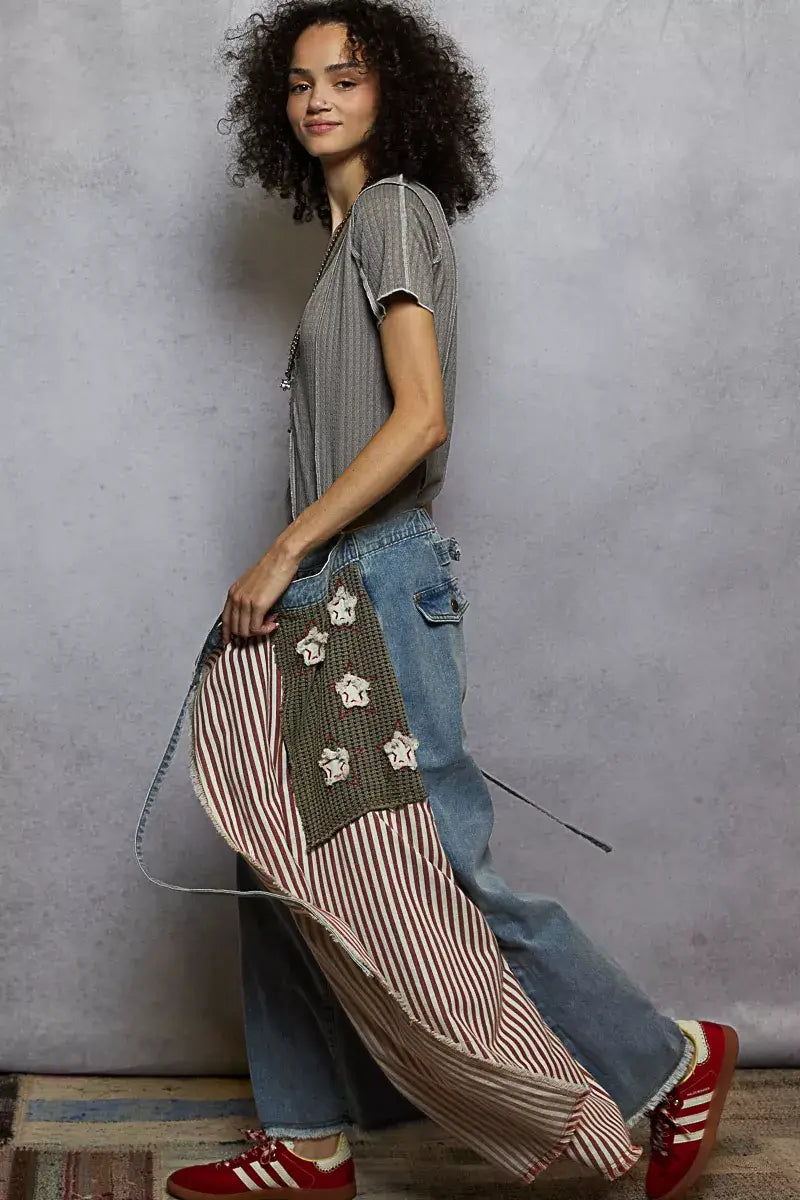 POL V-Neck Short Sleeve Top with Stitch Seam Detail - Trendsi - Flyclothing LLC