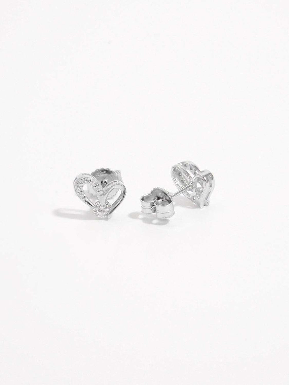 925 Sterling Silver Inlaid Zircon Heart Earrings - Trendsi - Flyclothing LLC
