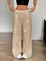 Sequin Wide-Leg Pants - Trendsi - Flyclothing LLC