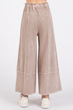 Mittoshop Mineral Wash Seam French Terry Wide Leg Pants - Trendsi