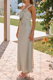 Knotted Single Shoulder Maxi Dress - Trendsi