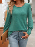 Decorative Button Round Neck Long Sleeve T-Shirt - Trendsi - Flyclothing LLC