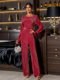 Perfee Cutout Round Neck Long Sleeve Jumpsuit - Trendsi