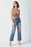 RISEN High Waist Raw Hem Straight Jeans - Trendsi - Flyclothing LLC