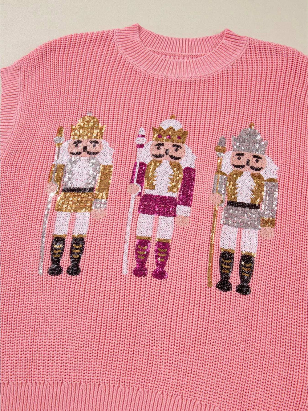 Nutcracker Sequin Short Sleeve Sweater Vest - Trendsi - Flyclothing LLC