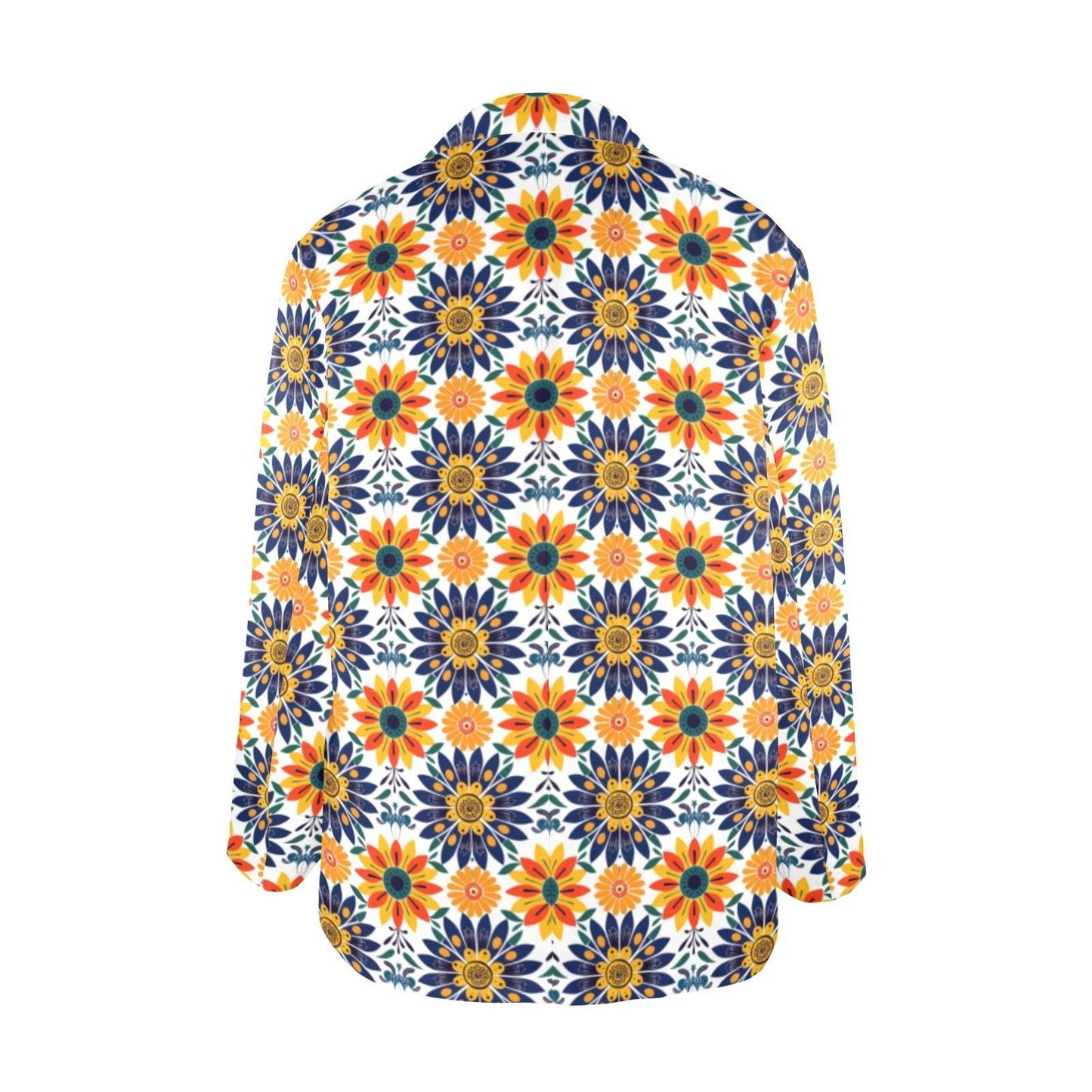 Baha Ranch Colores de Mexico Blue Yellow Mexican Floral Blazer