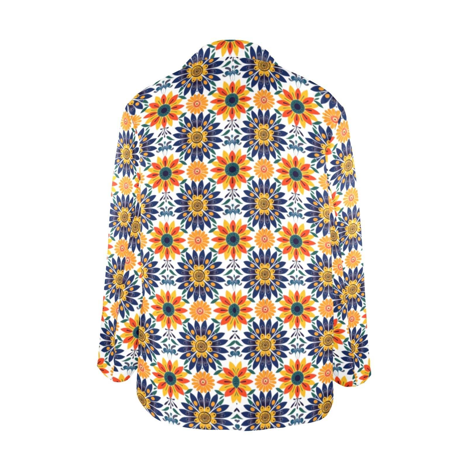Baha Ranch Colores de Mexico Blue Yellow Mexican Floral Blazer