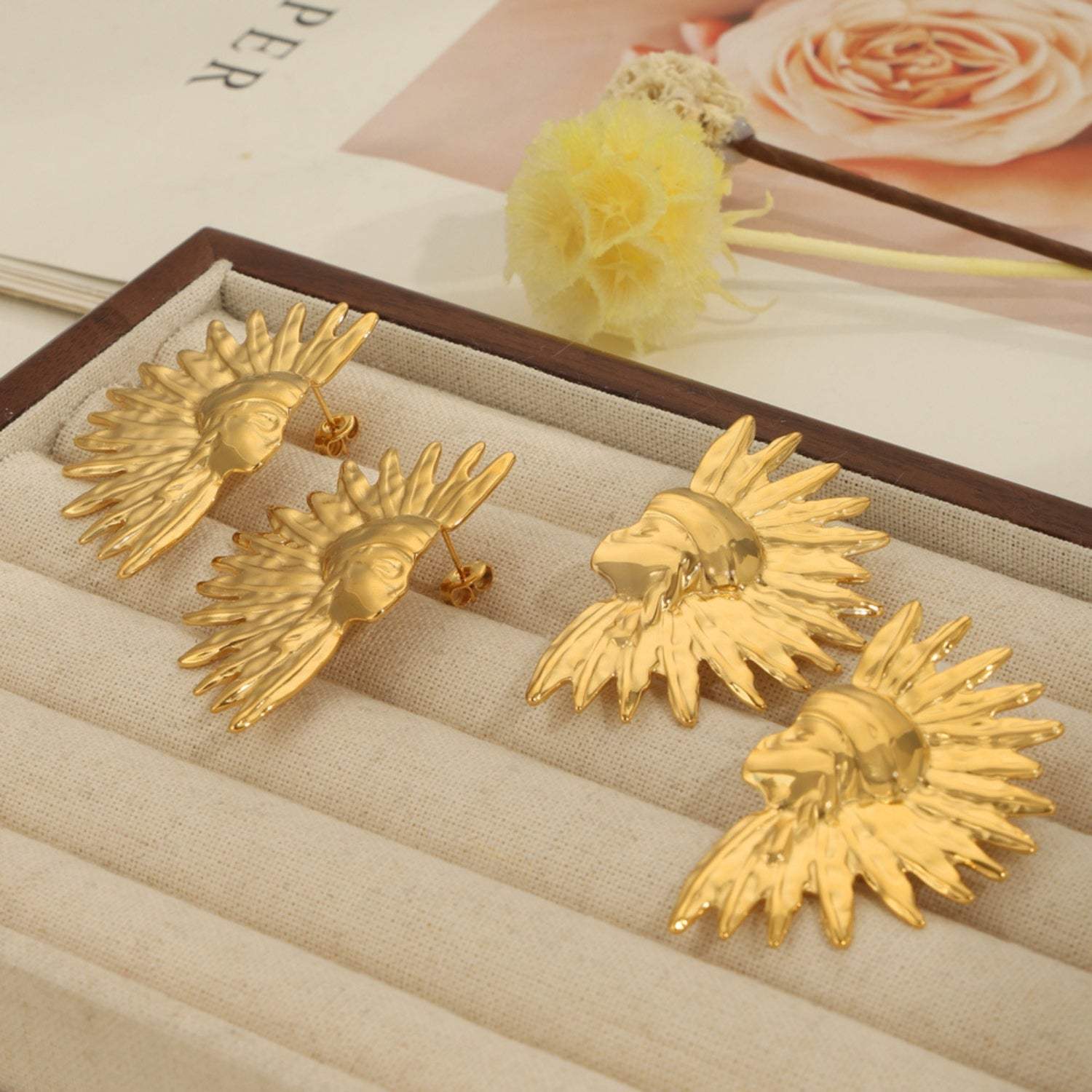 Titanium Steel Gold-Plated Earrings - Trendsi - Flyclothing LLC
