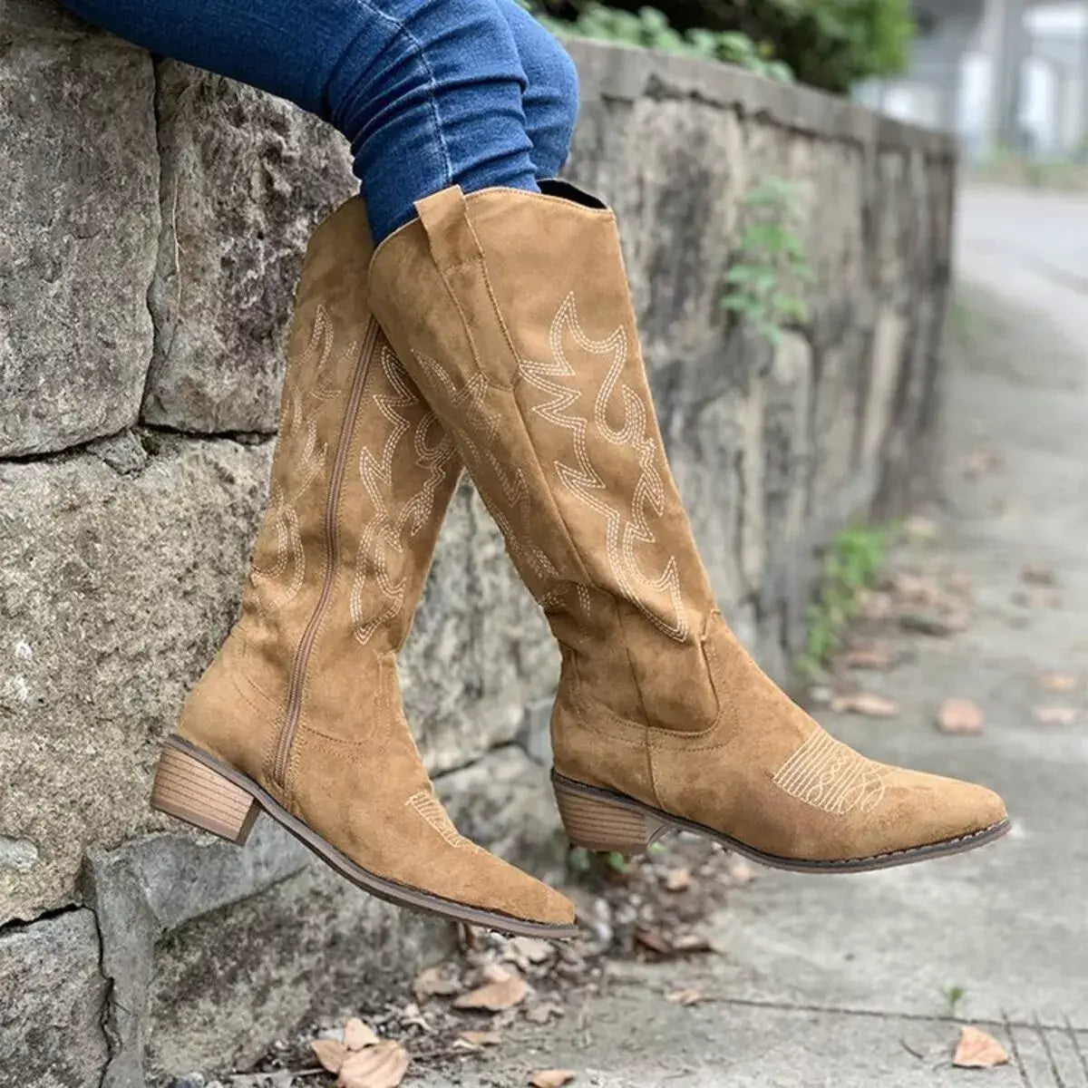 Point Toe Block Heels Boots - Trendsi - Flyclothing LLC
