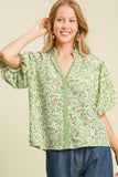 Umgee Full Size Floral Print Puff Sleeve Top Plus Size - Trendsi