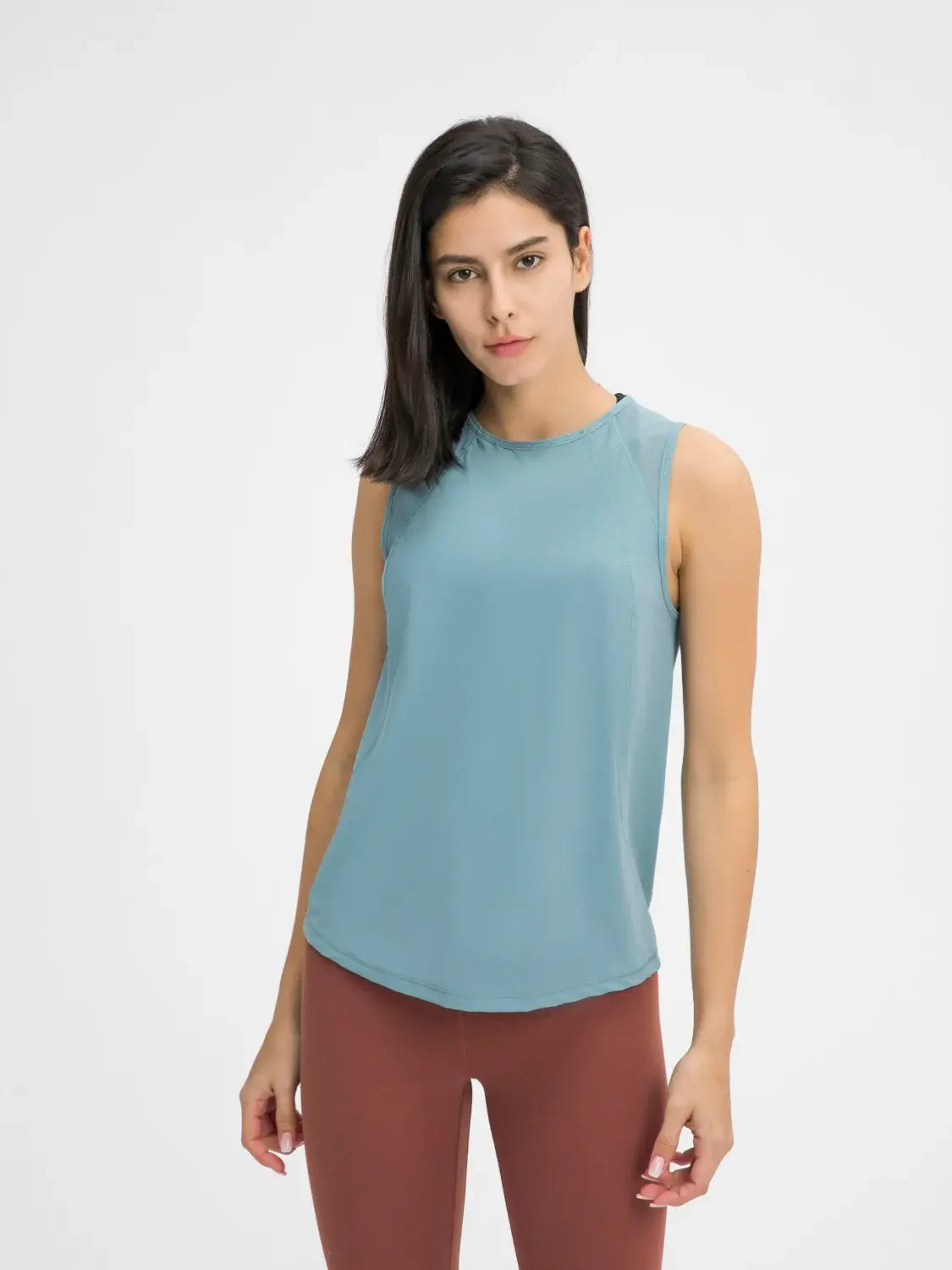 Millennia Cutout Back Round Neck Active Tank - Trendsi - Flyclothing LLC