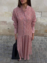 Floral Button Front Long Sleeve Dress - Trendsi - Flyclothing LLC