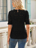 Openwork Round Neck Short Sleeve Top - Trendsi - Flyclothing LLC