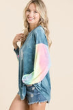 BiBi Tie Dye French Terry Top With Contrast Tie Dye - Trendsi - Flyclothing LLC