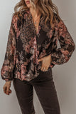 Printed Surplice Long Sleeve Blouse - Trendsi