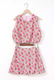 Floral Print Cropped Tank and Mini Skirt Set - Trendsi - Flyclothing LLC